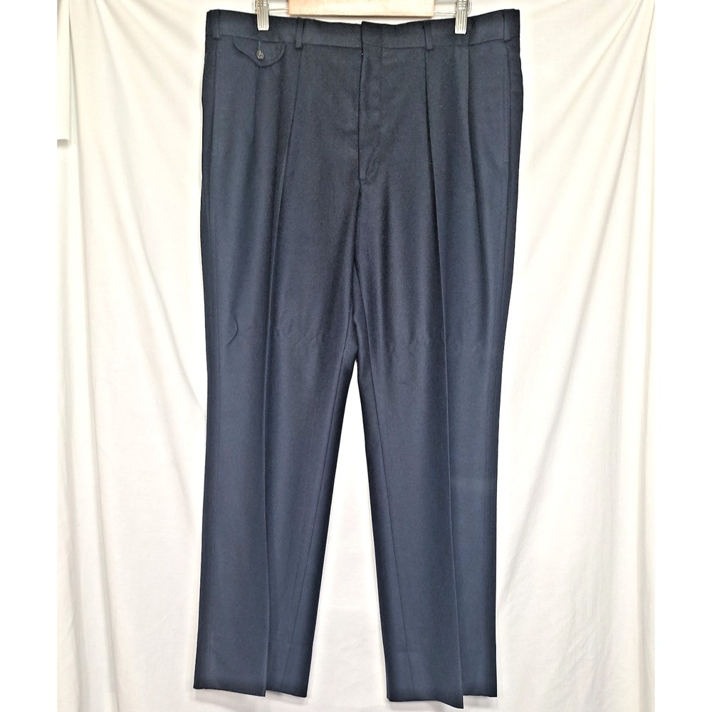 Polo Ralph Lauren Dress Pants Mens 36x30 (34x31) Navy Blue Wool Trousers Pleated
